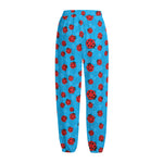 Cartoon Ladybird Pattern Print Fleece Lined Knit Pants