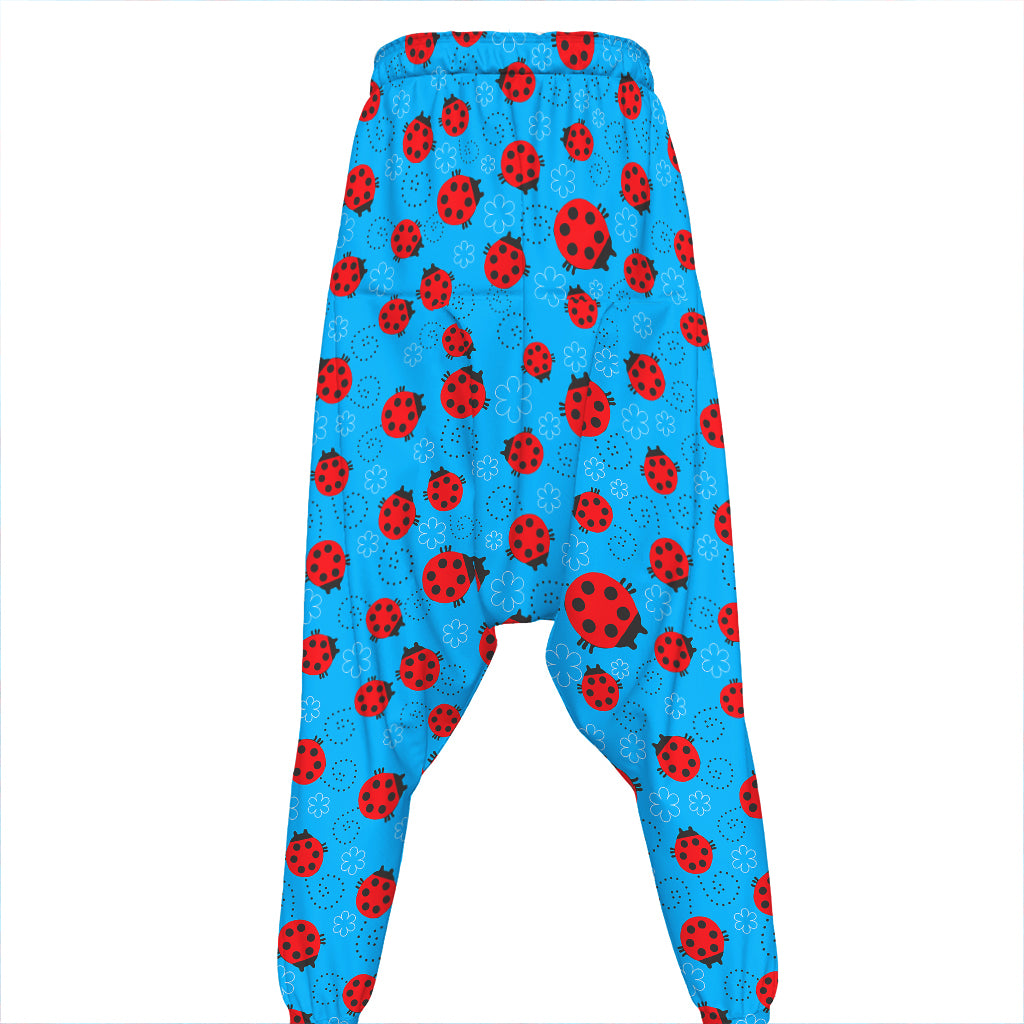 Cartoon Ladybird Pattern Print Hammer Pants