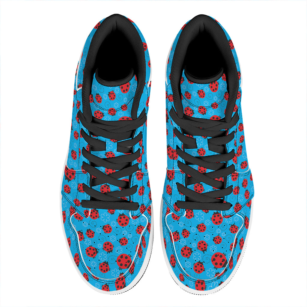Cartoon Ladybird Pattern Print High Top Leather Sneakers