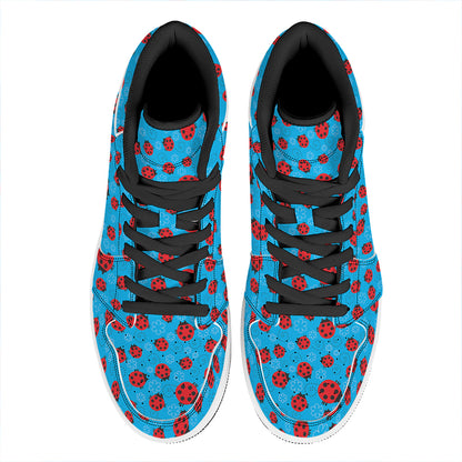Cartoon Ladybird Pattern Print High Top Leather Sneakers