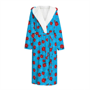 Cartoon Ladybird Pattern Print Hooded Bathrobe