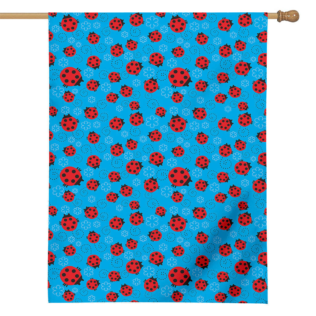 Cartoon Ladybird Pattern Print House Flag