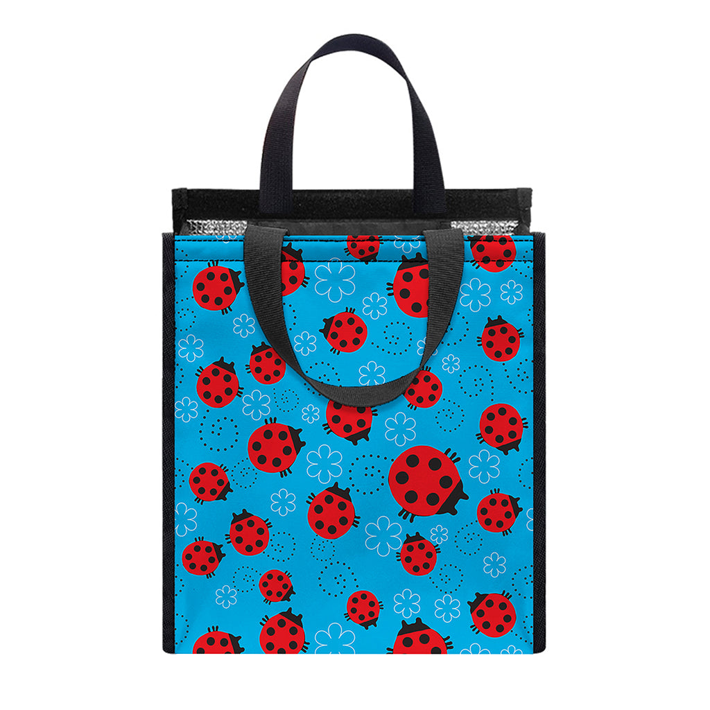 Cartoon Ladybird Pattern Print Insulated Lunch Tote