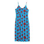 Cartoon Ladybird Pattern Print Jersey Midi Cami Dress