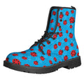 Cartoon Ladybird Pattern Print Lace-Up Boots