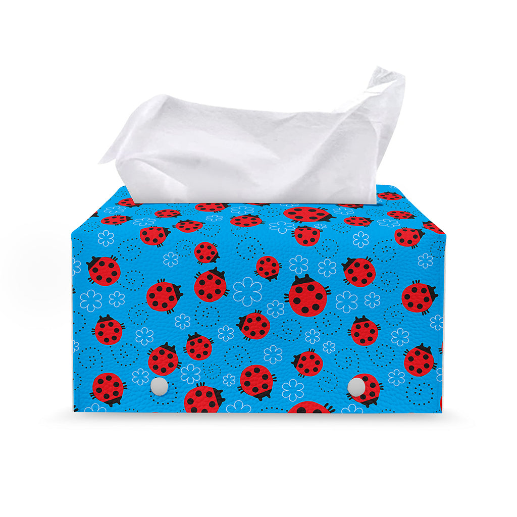 Cartoon Ladybird Pattern Print Leather Tissue Box Cover