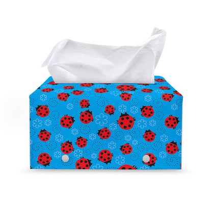 Cartoon Ladybird Pattern Print Leather Tissue Box Cover
