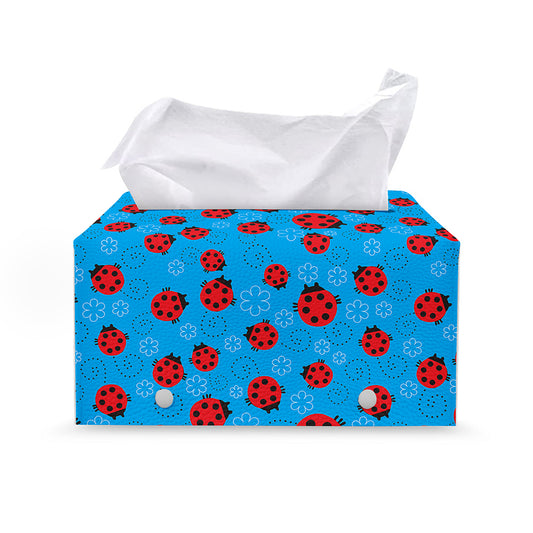 Cartoon Ladybird Pattern Print Leather Tissue Box Cover
