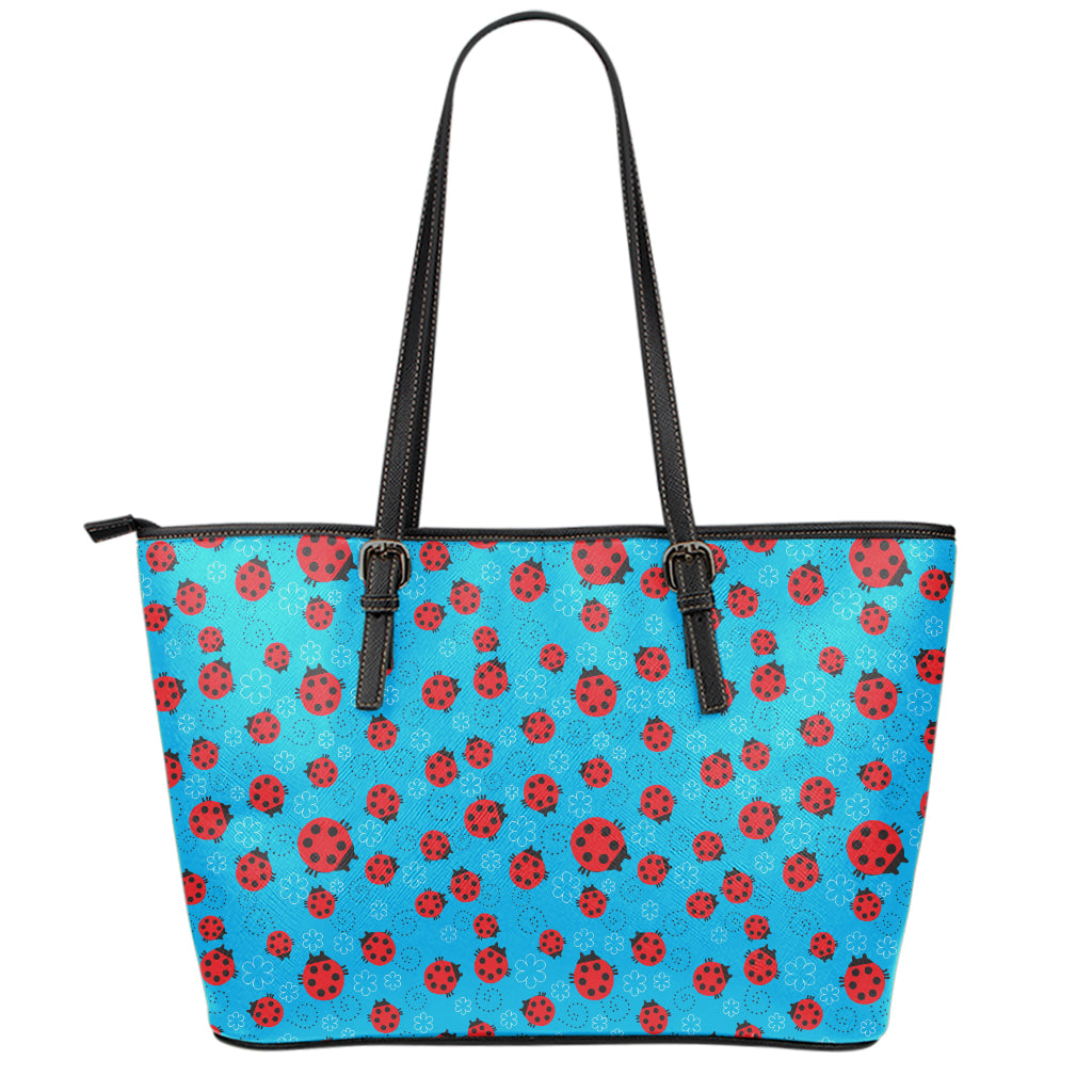 Cartoon Ladybird Pattern Print Leather Tote Bag