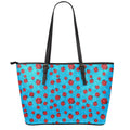 Cartoon Ladybird Pattern Print Leather Tote Bag With Zipper