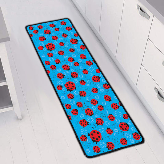 Cartoon Ladybird Pattern Print Long Kitchen Mat