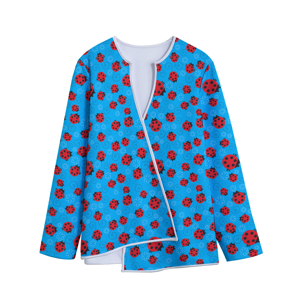 Cartoon Ladybird Pattern Print Long Sleeve Short Coat