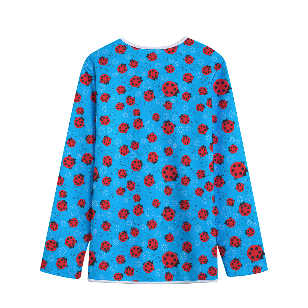 Cartoon Ladybird Pattern Print Long Sleeve Short Coat