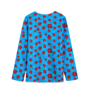 Cartoon Ladybird Pattern Print Long Sleeve Short Coat