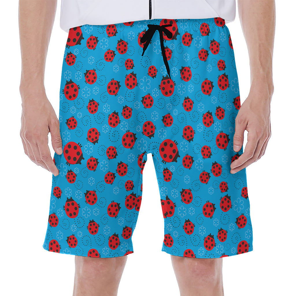 Cartoon Ladybird Pattern Print Men's Beach Shorts