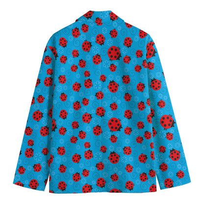 Cartoon Ladybird Pattern Print Men's Blazer
