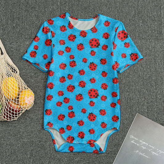 Cartoon Ladybird Pattern Print Men's Bodysuit