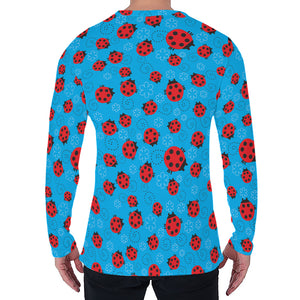 Cartoon Ladybird Pattern Print Men's Long Sleeve T-Shirt