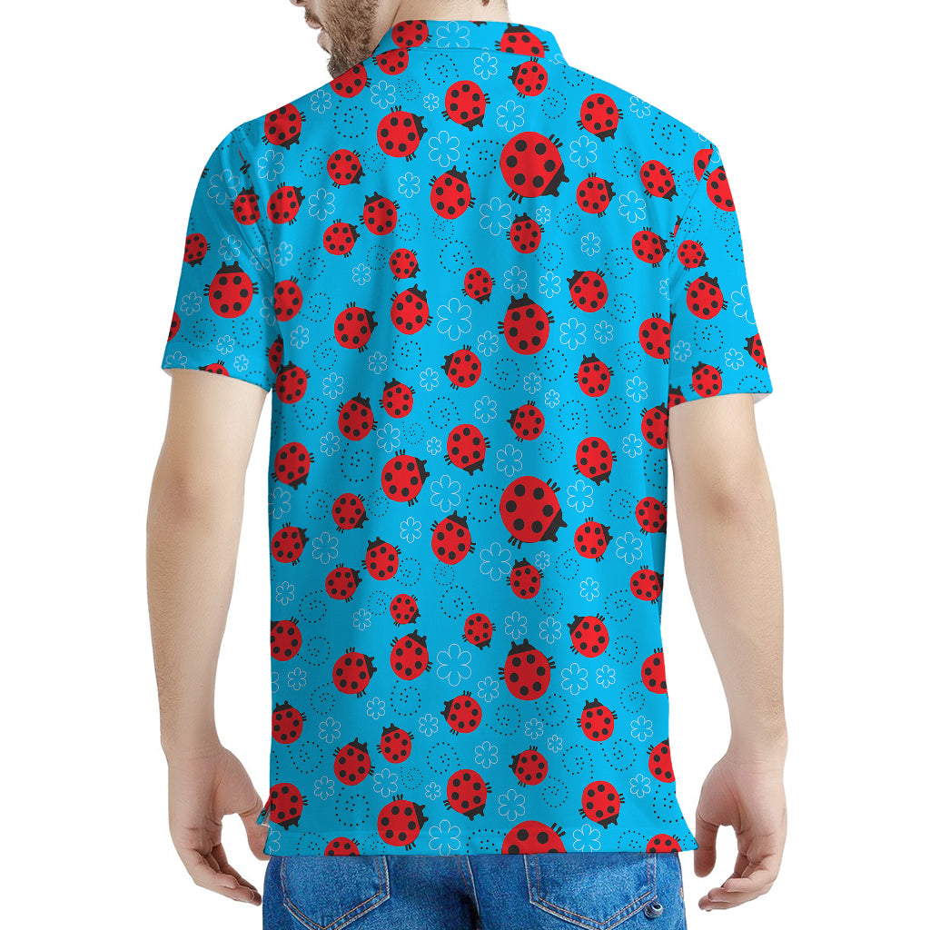 Cartoon Ladybird Pattern Print Men's Polo Shirt
