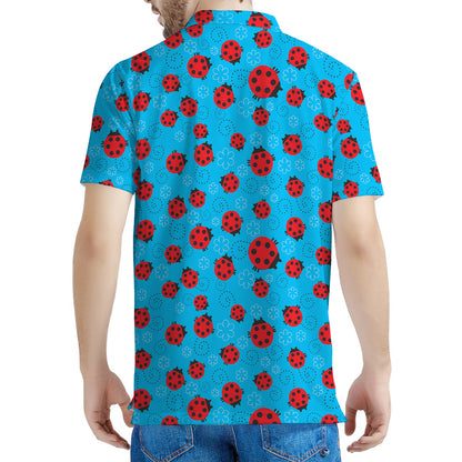 Cartoon Ladybird Pattern Print Men's Polo Shirt