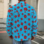 Cartoon Ladybird Pattern Print Men's Shirt Jacket