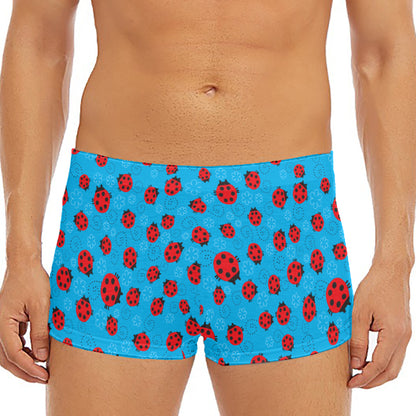 Cartoon Ladybird Pattern Print Men's Short Boxer Briefs