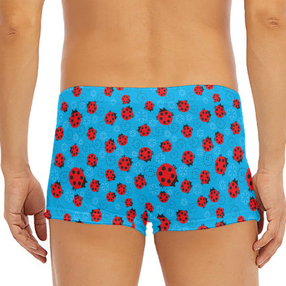 Cartoon Ladybird Pattern Print Men's Short Boxer Briefs