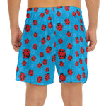 Cartoon Ladybird Pattern Print Men's Split Running Shorts