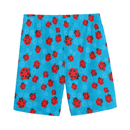Cartoon Ladybird Pattern Print Men's Sports Shorts