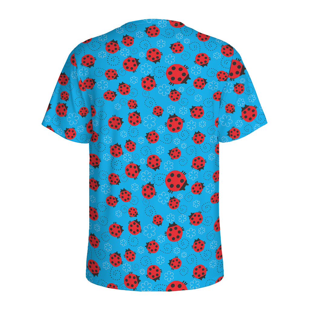 Cartoon Ladybird Pattern Print Men's Sports T-Shirt