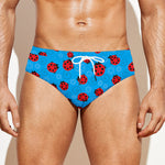 Cartoon Ladybird Pattern Print Men's Swim Briefs