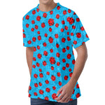 Cartoon Ladybird Pattern Print Men's Velvet T-Shirt