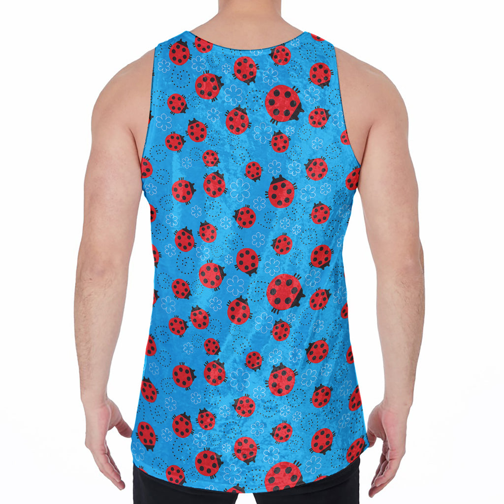 Cartoon Ladybird Pattern Print Men's Velvet Tank Top