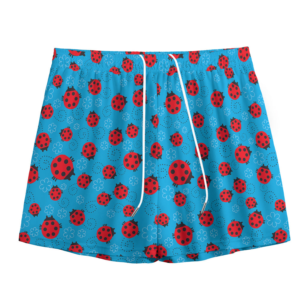 Cartoon Ladybird Pattern Print Mesh Shorts