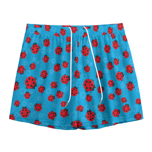 Cartoon Ladybird Pattern Print Mesh Shorts