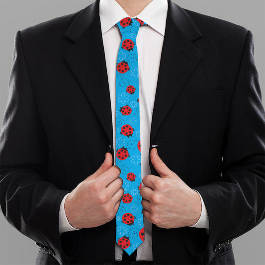 Cartoon Ladybird Pattern Print Necktie