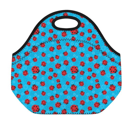 Cartoon Ladybird Pattern Print Neoprene Lunch Bag