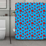 Cartoon Ladybird Pattern Print Polyester Shower Curtain
