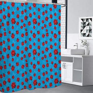 Cartoon Ladybird Pattern Print Premium Shower Curtain