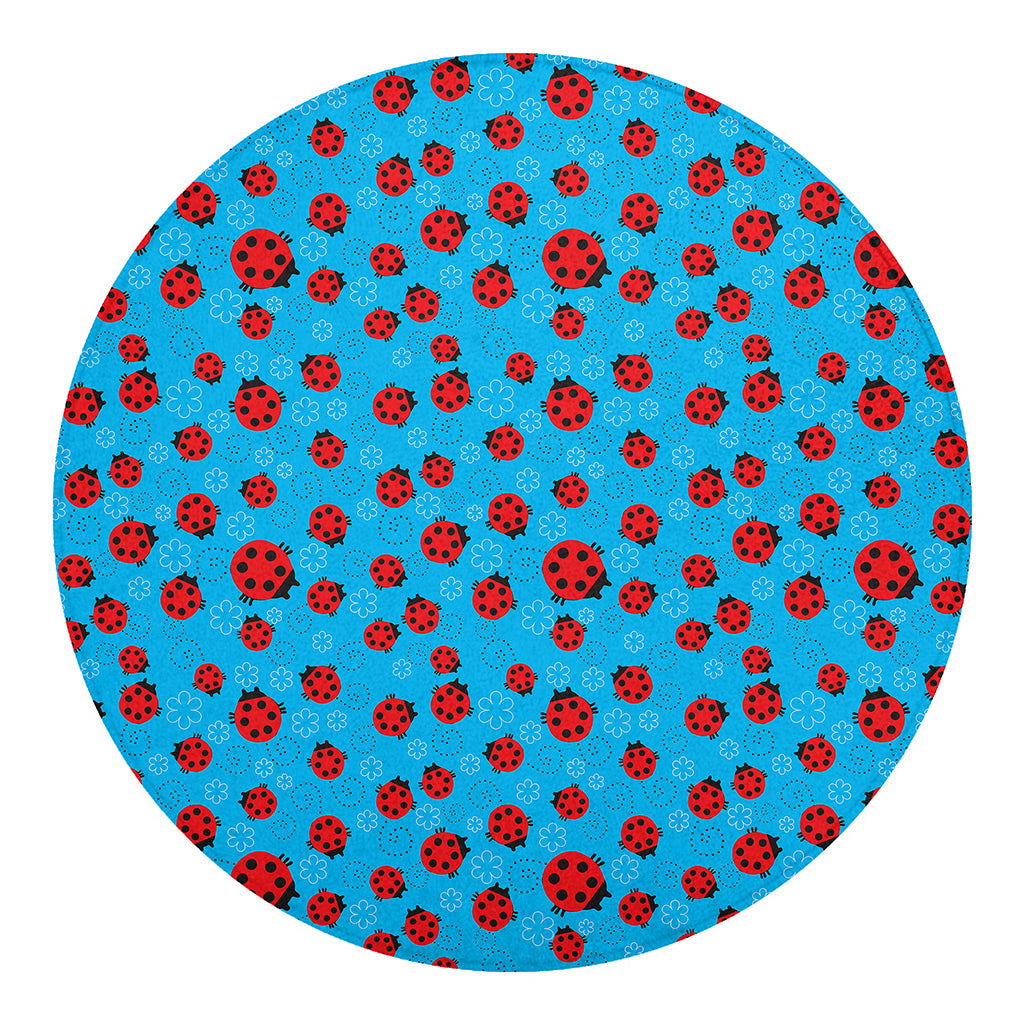 Cartoon Ladybird Pattern Print Round Blanket