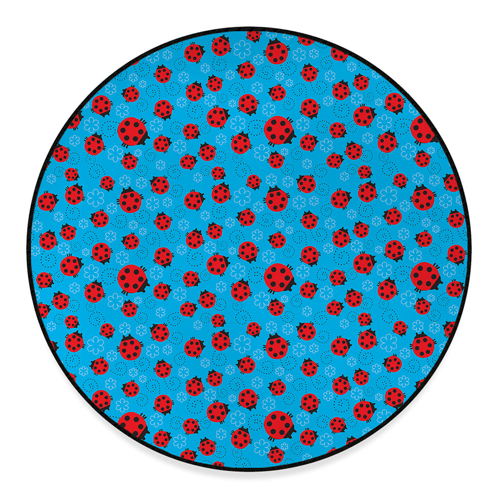 Cartoon Ladybird Pattern Print Round Floor Mat