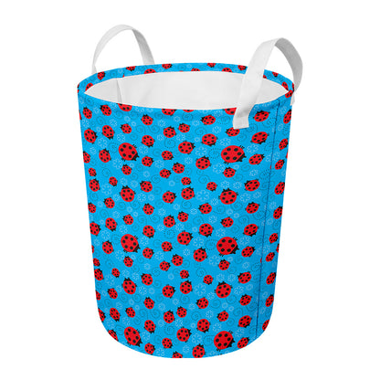 Cartoon Ladybird Pattern Print Round Laundry Basket