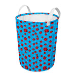 Cartoon Ladybird Pattern Print Round Laundry Basket