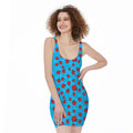 Cartoon Ladybird Pattern Print Sleeveless Bodycon Dress