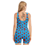 Cartoon Ladybird Pattern Print Sleeveless One Piece Swimsuit