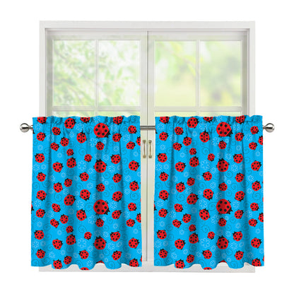 Cartoon Ladybird Pattern Print Tier Curtains