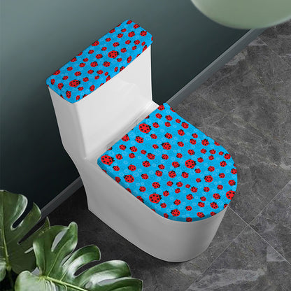 Cartoon Ladybird Pattern Print Toilet Lid And Tank Cover Set