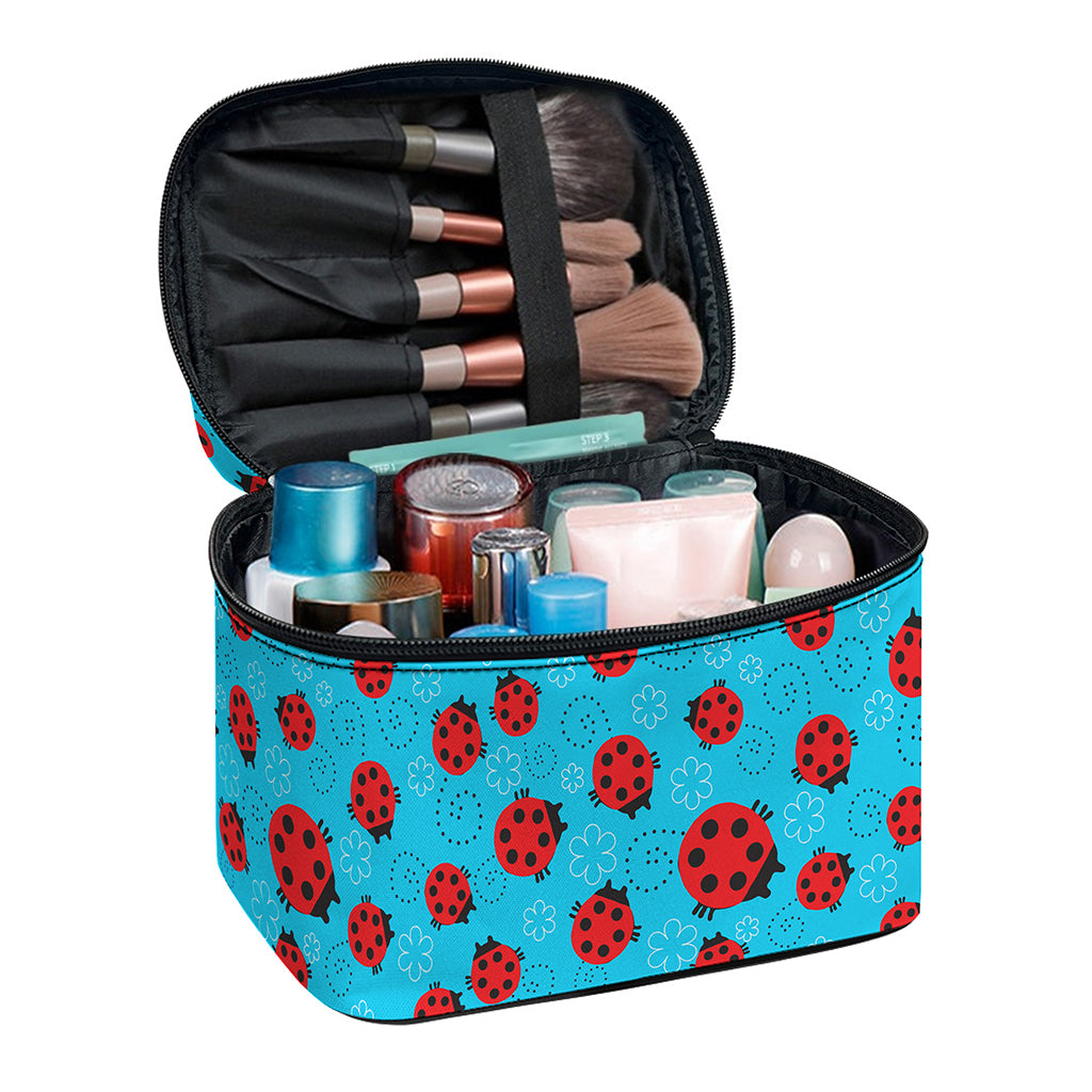 Cartoon Ladybird Pattern Print Travel Makeup Bag