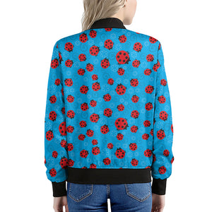 Cartoon Ladybird Pattern Print Women's Bomber Jacket