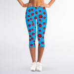 Cartoon Ladybird Pattern Print Women's Capri Leggings